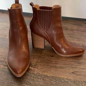 Brown Faux Leather Booties